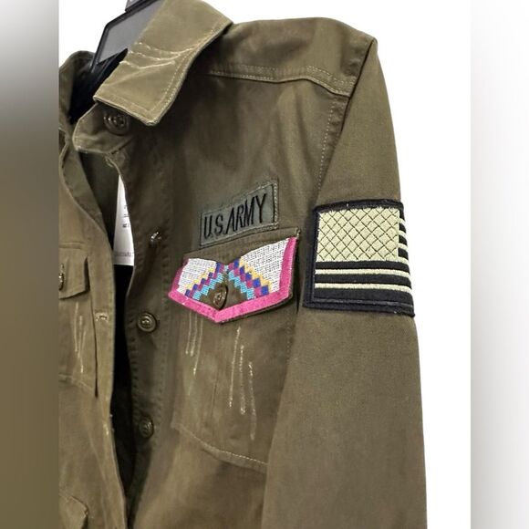 NEW Dance & Marvel Army Military Shacket Jacket Shirt Small Olive Camo - Picture 3 of 8
